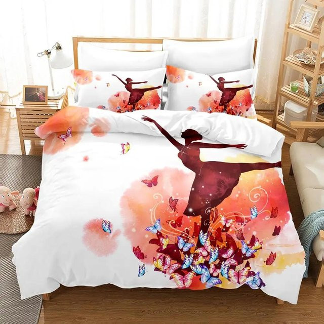 Bettwäsche Set Ballettmädchen mit Tutu und Eiffelturm in Lila und Weiß, 2-teilig aus Polyester für Kinder und Mädchen, Breite: 133 cm, Länge: 200 cm - Bild 1