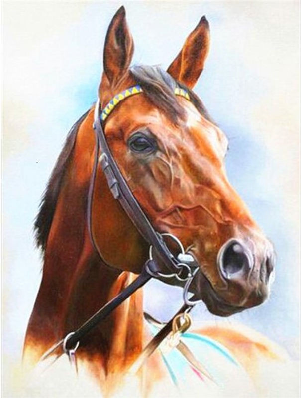 FIYO Diamond Painting Clydesdale Zugpferd 5D DIY Diamantmalerei Motiv Tier im Querformat, mehrfarbig und braun, B: 30 cm x H: 20 cm - Bild 1