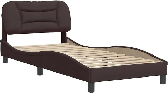 vidaXL Bettgestell aus Kiefernholz und Stoff in Dunkelbraun, B/T/H: 90 x 200 cm - Bild 1