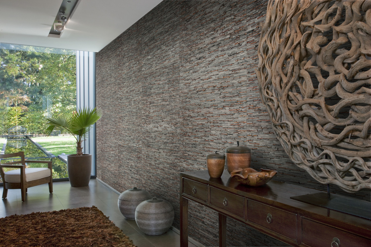 Omexco Tapete Seraya 15 SRA1501 in Silber und Braun aus Vlies mit Natur-Design - Bild 1