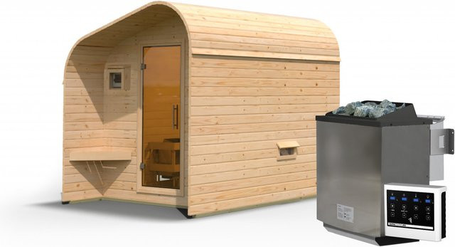 Sauna FASSHAUS 2 Asymmetrisch mit 9.0 kW BioKombiofen und Steuergerät - Bild 1