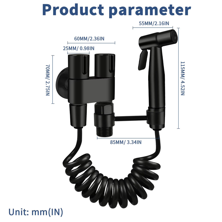 Hand-WC-Bidet-Wassersprüher mit Hochdruck und Schlauch für feminine Babywäsche, selbstreinigendes Hygienezubehör in Schwarz oder Grau - Bild 6