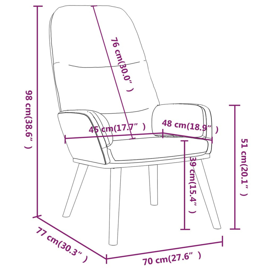 vidaXL Relaxsessel Schwarz mit Stoffbezug und Armlehnen, B/T/H: 70 x 77 x 98 cm - Bild 4