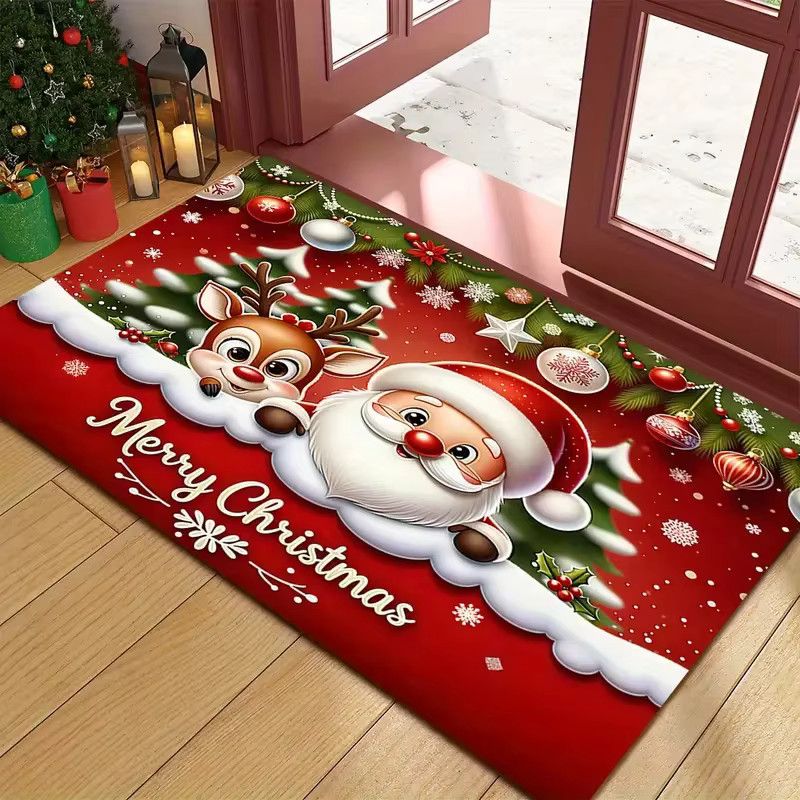 VIKAMA Weihnachtliche Fußmatte mit Weihnachtsmann- und Elchmuster in Multicolor zur Weihnachtsdekoration für deinen Eingangsbereich - Bild 4