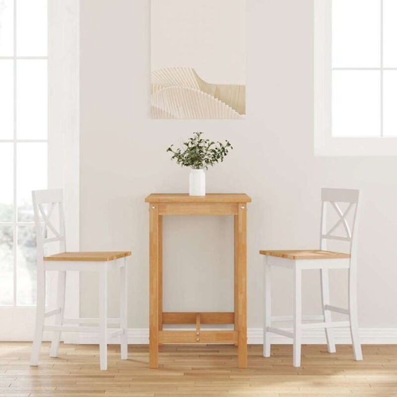 Set aus 2 Barhockern aus Massivholz in Weiß von vidaxl im skandinavischen Design - Bild 1