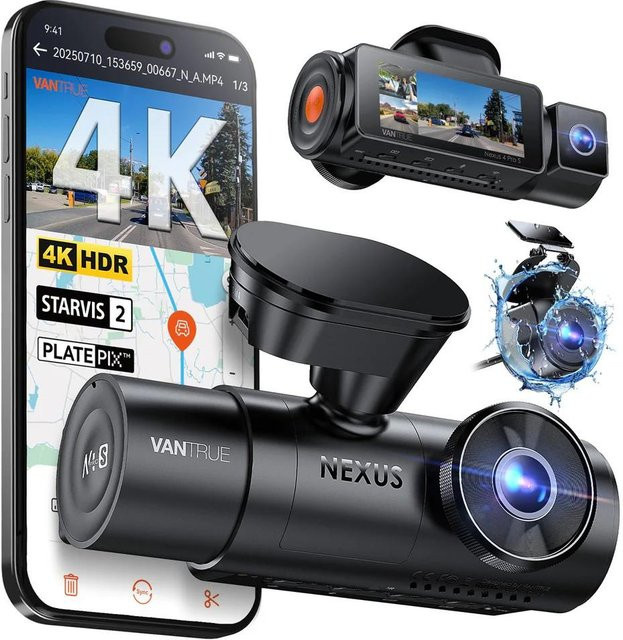 Vantrue N4 Pro S 4K Dashcam für dein Auto mit Dreikanal-Aufnahme, GPS, LTE und 24/7 Parküberwachung in Schwarz - Bild 1