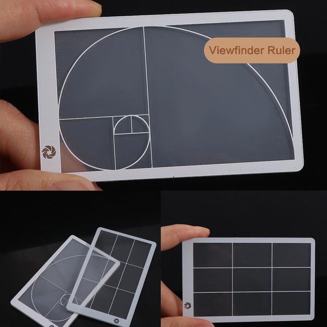 Transparentes Künstler-Sucher-Lineal aus Acryl für Skizzen und Kompositionen mit Golden Ratio und Fibonacci-Viewer - Bild 1