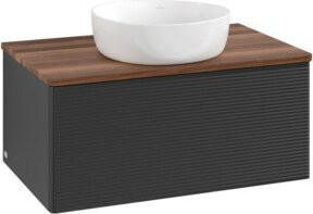 V&B Waschtischunterschrank Antao mit Frontstruktur in Weiß oder Blau, B/T/H: 80 x 36 x 50 cm - Bild 1