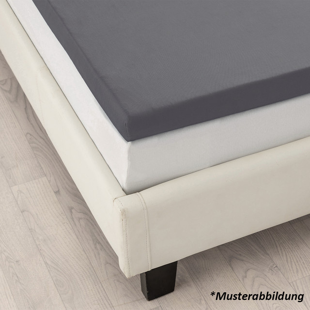 Drematex Jersey Spannbetttuch mit Aloe Vera Topper, Farbe: Silber/Grau, B/T/H: 180 x 200 x 15 cm - Bild 1