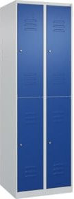 C+P Doppelstock-Spind Classic PLUS mit 2 Abteilen, Stahl, grau/blau, B/T/H: 60 x 50 x 185 cm, mit Zylinderschloss und Garderobenstange - Bild 1