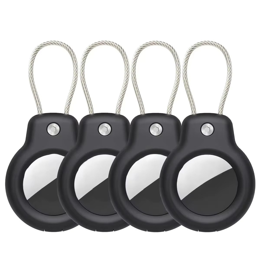Sicheres Schlüsselanhänger-Case für Apple AirTag mit Kabel und Schlossfunktion als Gepäckanhänger in Schwarz oder Weiß - Bild 2