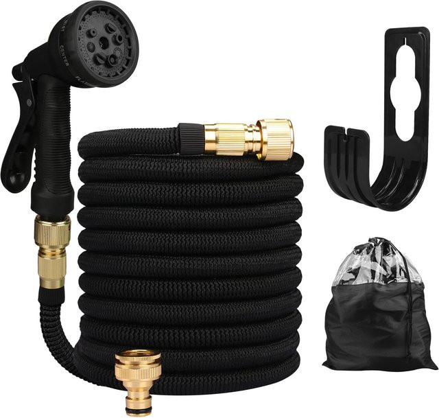 Tragbarer Gartenschlauch mit Wasserpistole von Yiran Bag in Schwarz zur Bewässerung und Autoreinigung - Bild 1