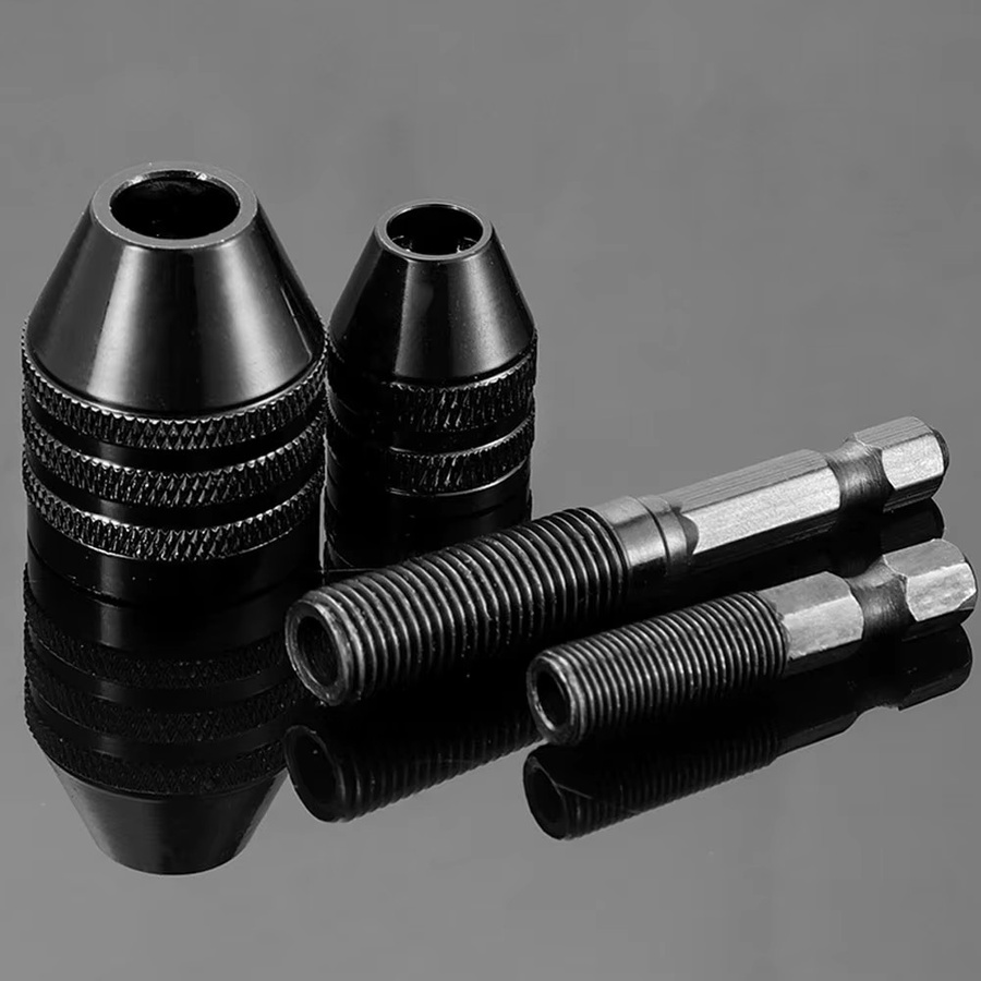 Binoax Mini Keyless Bohrfutter Schnellwechseladapter mit 1/4 Zoll Sechskantschaft, Spannbereich 0,3-6,5 mm, Schwarz - Bild 2