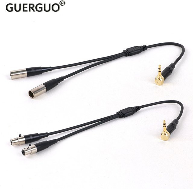 GuerGuo Stereo-TRS-Mini-Buchse auf 3-poligen Mini-XLR Kopfhörer-Audio Y-Splitter-Adapter, Schwarz, 3,5 mm Klinke - Bild 1