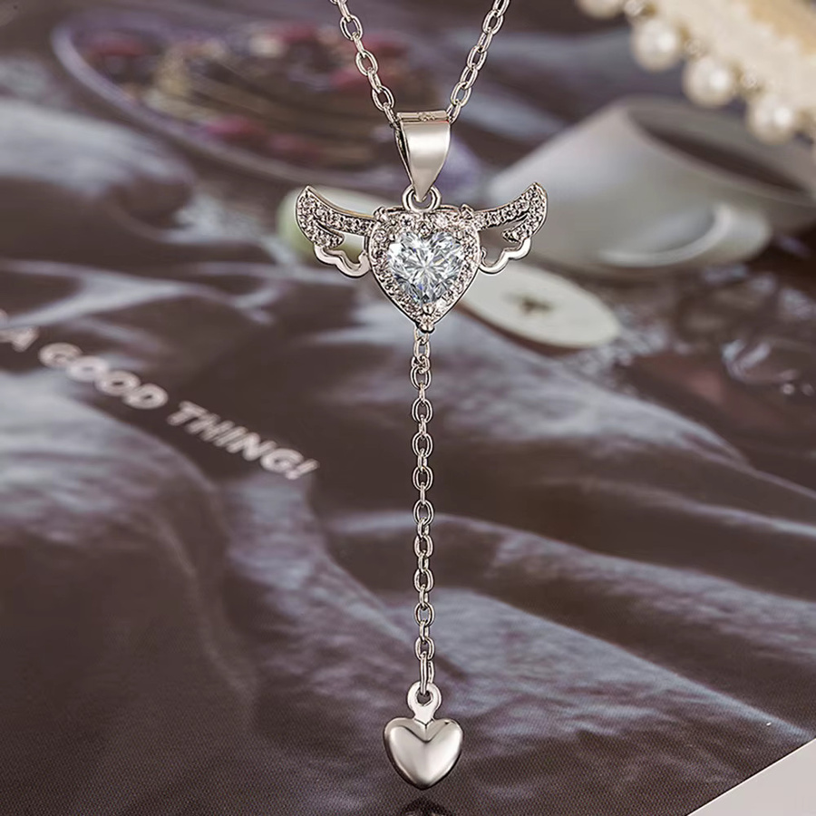 GaaBou Jewellery Halskette, Herz Engelsflügel Anhänger, 925 Silber, Damen - Bild 1