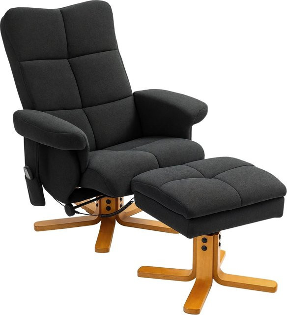 HOMCOM Massagestuhl mit Ottoman aus Polyester und Schaumstoff, Schwarz, B/T/H: 86 x 80 x 99 cm - Bild 1