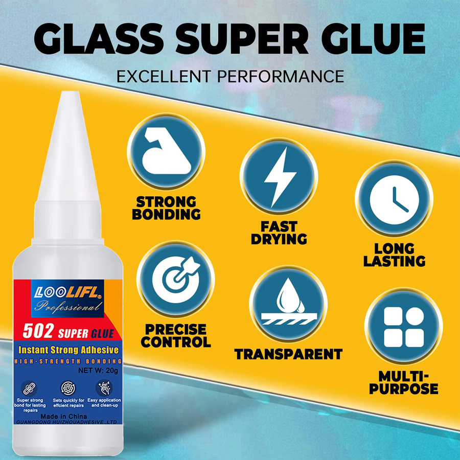 LOOLIFL Superkleber 502 Cyanacrylat-Flüssigkleber für Kunststoff, Holz, Metall und Gummi - Bild 2