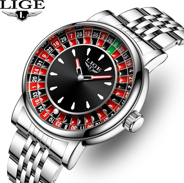 LIGE Armbanduhr Quarz, Edelstahl, Schwarz, Herren - Bild 1