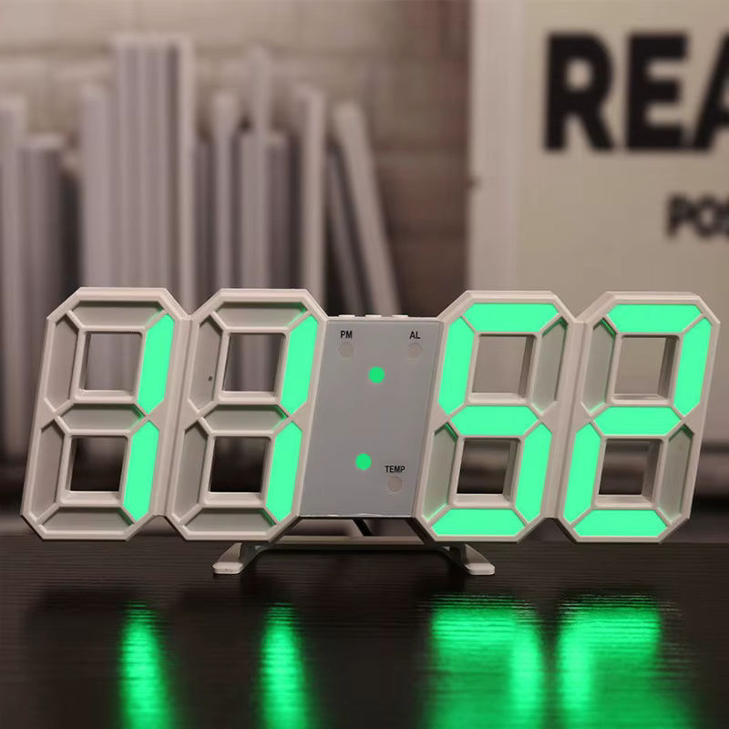 Moderne 3D Digitaluhr in Weiß mit Sprachaktivierung, Leuchtfunktion und geräuschlosem Wecker aus Kunststoff - Bild 2