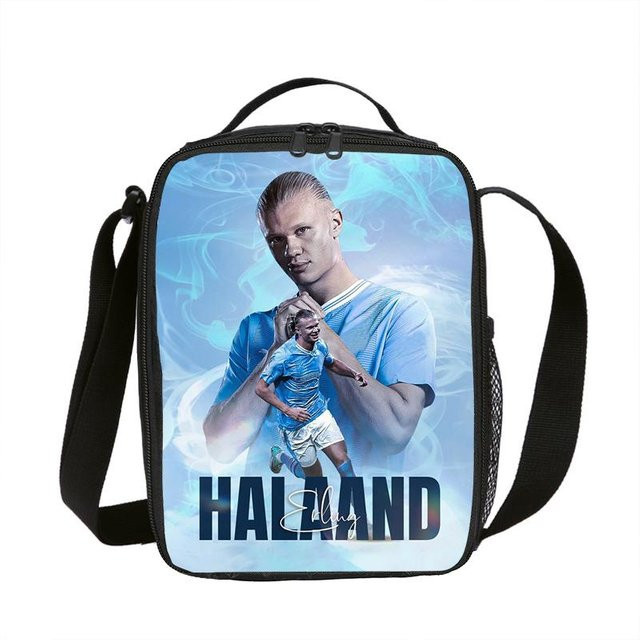 Isolierte Lunchtasche Haaland Fußballstar von Fancy Style Studio, auslaufsichere Thermotasche in Blau - Bild 1