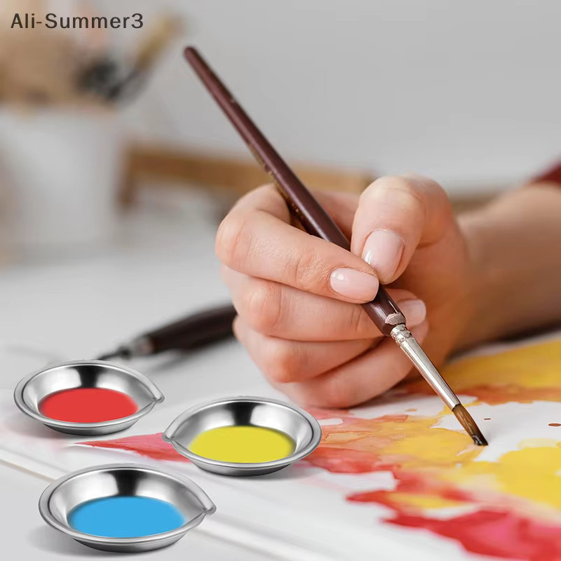 10er Set Edelstahl Farbschalen in Silber zum Mischen von Ölfarben für Kinder DIY Malprojekte - Bild 3
