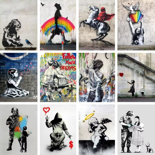 Banksy Street Graffiti Pop Art Leinwand Wandkunst Multicolor Wandgemälde Poster für dein Wohnzimmer oder deine Bar - Bild 1