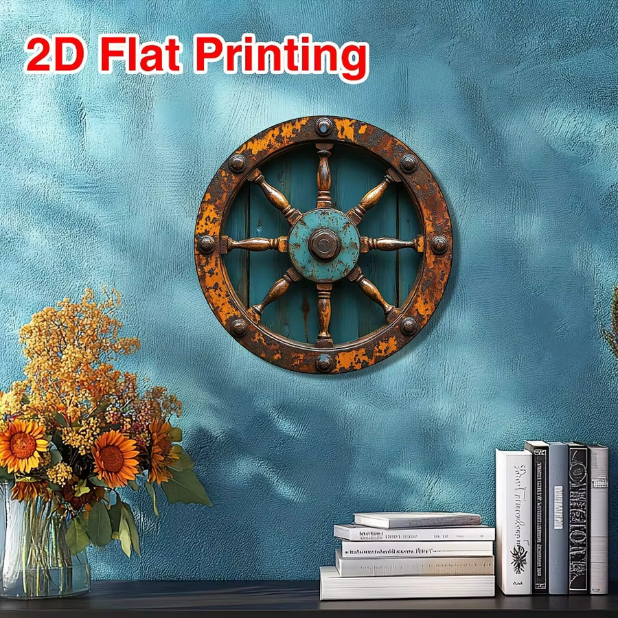 CIFBUY Nautisches Schiffsrad aus Aluminium Metall als runde Wanddekoration im Vintage-Stil, Multicolour, Durchmesser: 20,3 cm - Bild 4