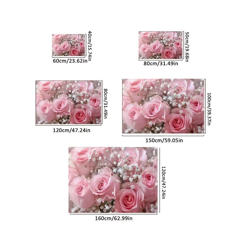 VIKAMA Teppich mit rosa Rosenmuster, rutschfester und schmutzabweisender Bodenmatte für Badezimmer, Küche, Flur und Balkon - Bild 2