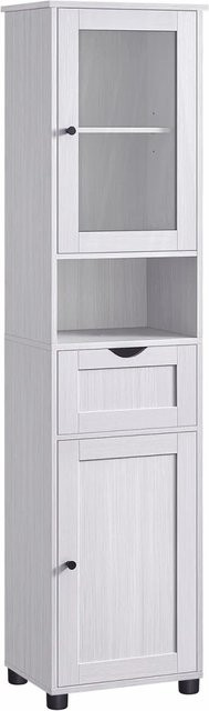 Vasagle Badschrank mit Glasfront und Ablagen in Weiß, B/T/H: 30 x 40 x 165 cm - Bild 1