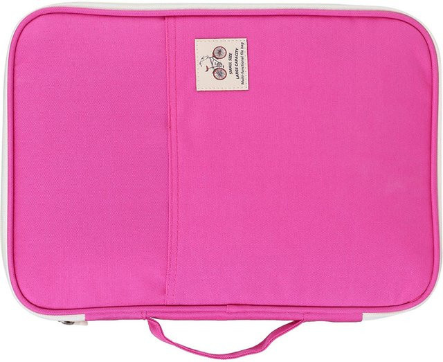 DIYelecs A4 Dokumententasche Portfolio Organizer Reißverschlusstasche aus Kunststoff in Hellgrün, Rot und Rosa - Bild 1