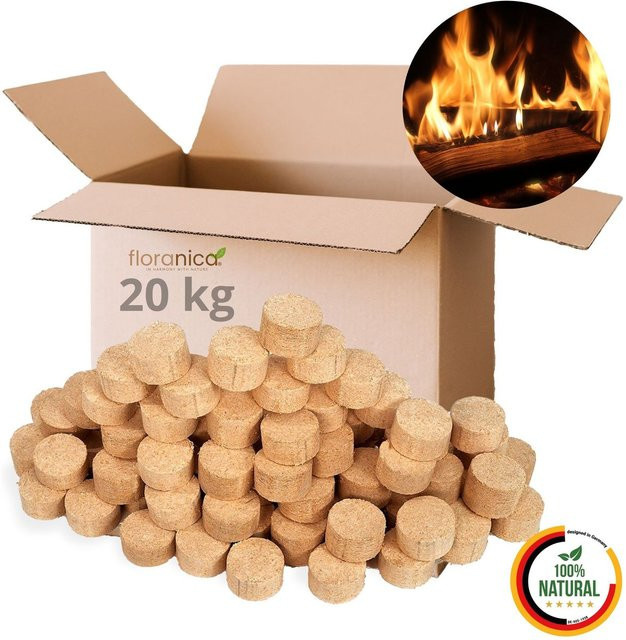 Floranica Holzbriketts aus Kiefer und Lärche, 20 kg Karton, raucharme Rundholzbriketts mit hohem Brennwert - Bild 1