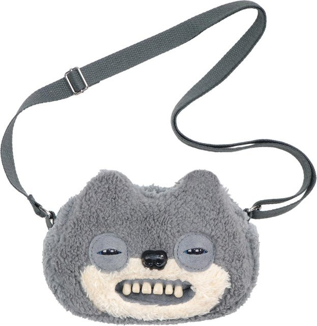 Fugglers Plüsch Umhängetasche, Hässliche Zähne Monster, gray - Bild 1
