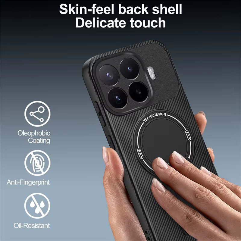 Magnetische Schutzhülle mit Kohlefaser-Muster und Standfunktion für Xiaomi 17T Pro und Xiaomi 17 5G in Schwarz und Lila - Bild 2