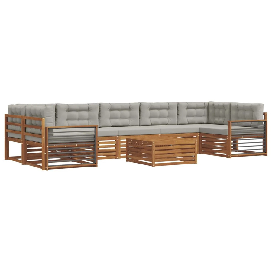 vidaXL Outdoor-Sofagarnitur aus Akazienholz mit Kissen, 24-teiliges Set, Natur und Hellgrau - Bild 2