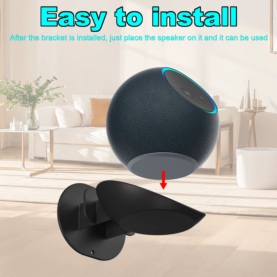 Wandhalterung und Audio-Aufbewahrungsregal für Echo Dot Max, Echo Dot, Echo Pop, Echo Spot und Home Pod Mini in Schwarz - Bild 3