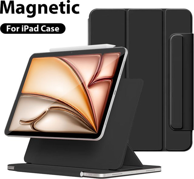 Apple Schutzhülle für iPad Air 11 M3 M4, iPad Pro 12.9 13 M5, iPad Mini 6 7 und iPad 9 10 Generation mit magnetisch abnehmbarer Abdeckung in Schwarz - Bild 1