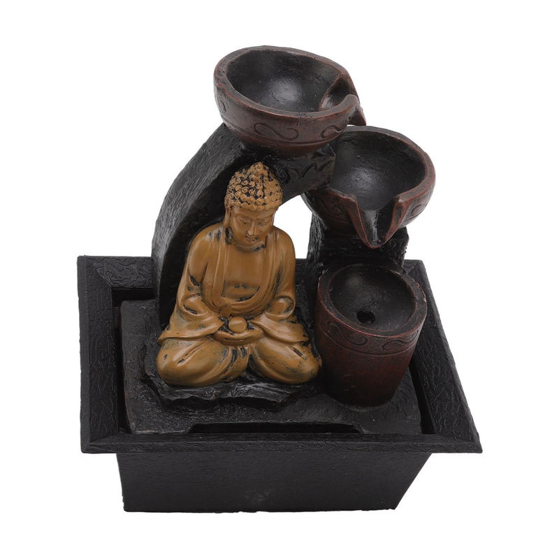 KONNWEI Buddha Wasserfall Dekoration aus Kunstharz mit LED-Beleuchtung in Braun, B/T/H: 13,5 x 18,5 x 22 cm - Bild 8
