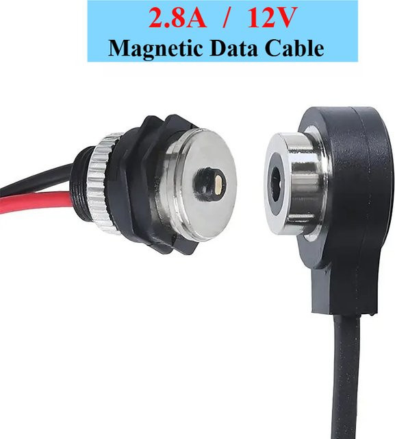 MAOLEI Magnetisches Ladekabel 12V 2,8A Wasserdichtes Stecker-Buchse Set in Schwarz für Wearable-Geräte - Bild 1