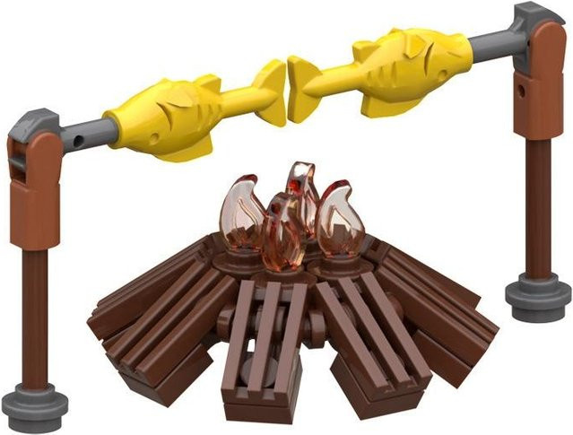 Yiran toy Wikinger Lagerfeuer Fisch Mittelalterliches Blöcke Set 6–12 Jahre - Bild 1