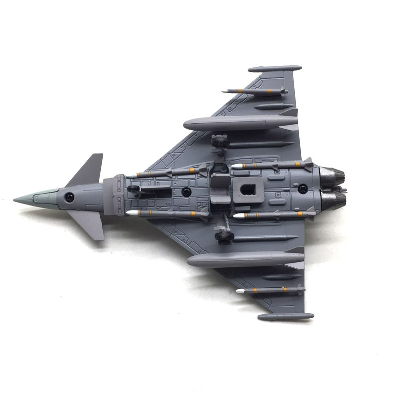 Eurofighter Typhoon EF-2000 Modellflugzeug aus Metall im Maßstab 1:100 mit Ausstellungsstand, Farbe Grau - Bild 2