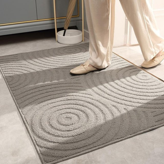 Rutschfeste Eingangsmatte aus Polyester in Grau, B/B: 80 x 120 cm - Bild 1