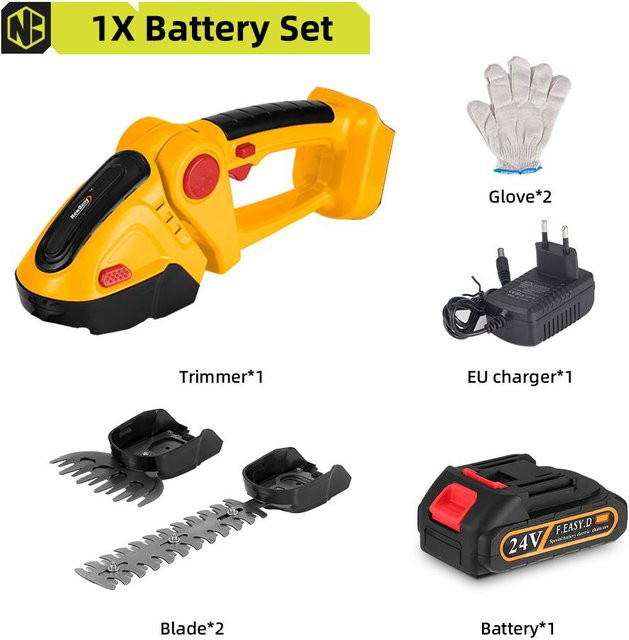 NEWBENY 2 in 1 Elektrische Heckenschere und Astsäge, kabelloses Elektrowerkzeug für Makita 18V LXT Akku, Gelb/Grün - Bild 1