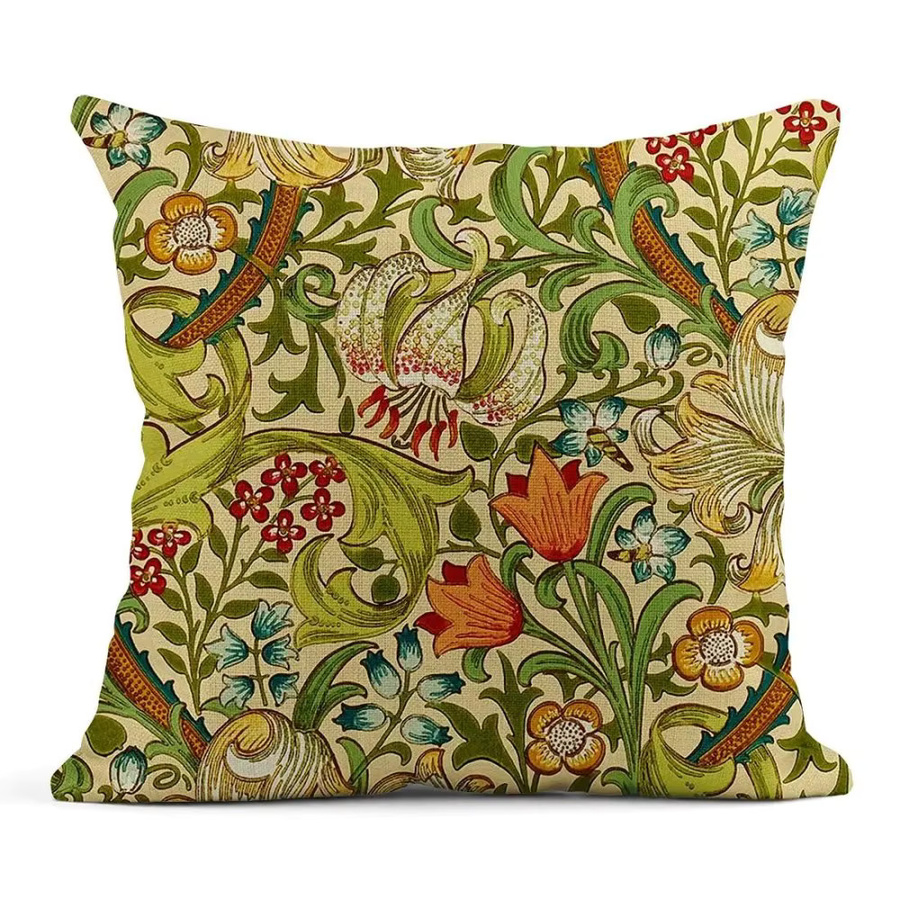 VIKAMA Kissenbezug aus Leinen im Vintage Floral Design, Bohemian Style, Multicolour, B/B: 30 x 30 cm - Bild 1