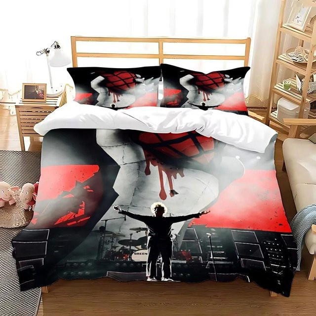 Green Day American Idiot Bettwäsche Set aus Mikrofaser in Schwarz, 3-teilig, Breite: 240 cm, Höhe: 220 cm - Bild 1