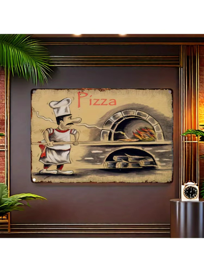 Vintage Pizza-Maker Wandkunst aus Metall von Hello Young im italienischen Stil mit Wandbehanghalterung, B/H: 30 x 20 cm - Bild 6