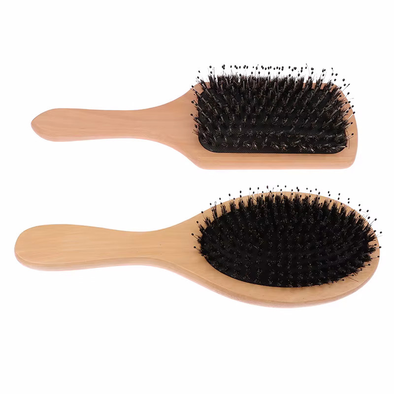 Haarbürste mit Wildschweinborsten und Holzgriff, Unisex - Bild 2