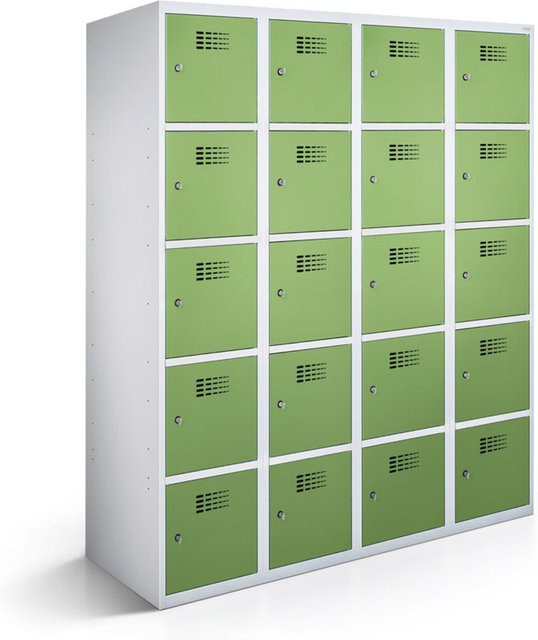 rotstahl Fächerschrank mit 20 Fächern in Hellgrün und lichtgrauem Korpus, B/T/H: 120 x 50 x 180 cm - Bild 1