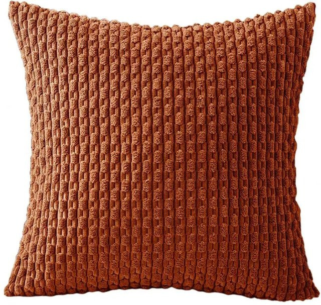 JMG Clothing Cord-Kissenbezug aus Plüsch mit unsichtbarem Reißverschluss, Beige oder Orange, B/T/H: 45 x 45 cm - Bild 1