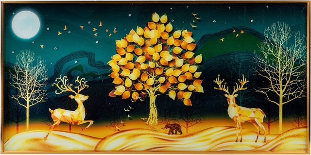 Formano Wandbild Diamant Hirsche Wanddeko Multicolor B: 100 cm, H: 50 cm - Bild 1