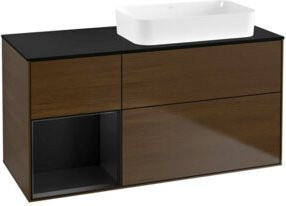 V&B Waschtischunterschrank Finion in Blau und Walnussfurnier, B/T: 120 x 60 cm - Bild 1